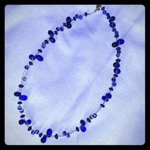 Stunning hand beaded blue stone choker